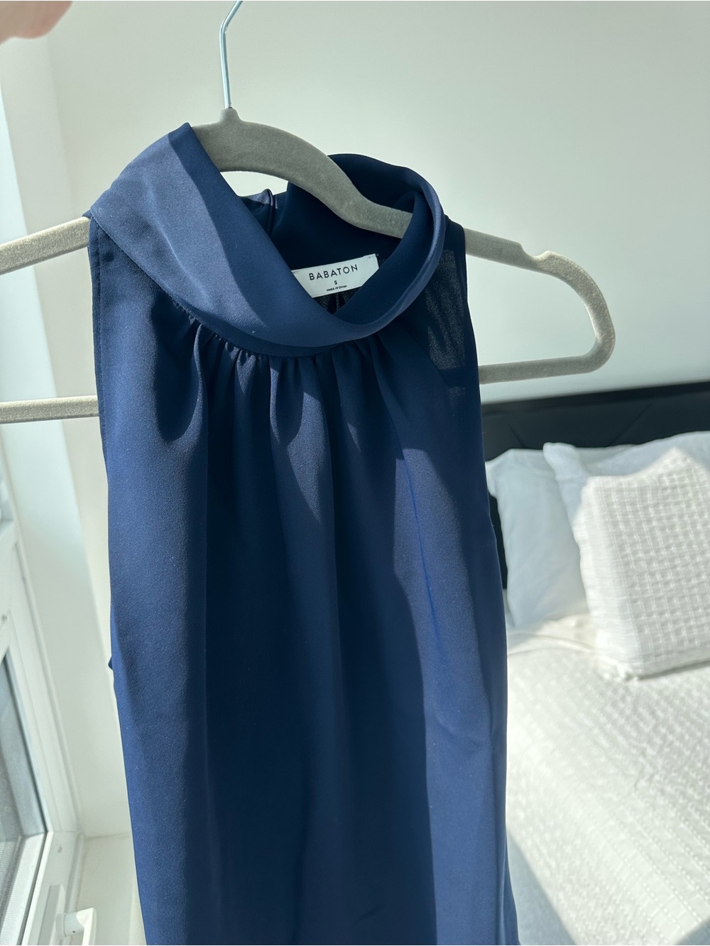 Babaton Navy Mock Neck Sleeveless Top